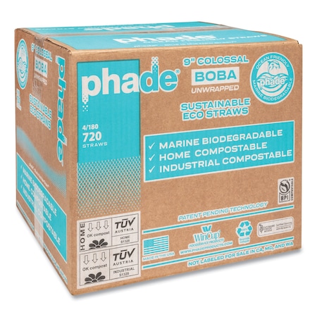 Phade Marine Biodegradable Straws, Boba Straws, 9in., Ocean Blue, 720PK 511208